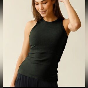 Ribbed Bamboo Racerback Nursing Tank -Thyme